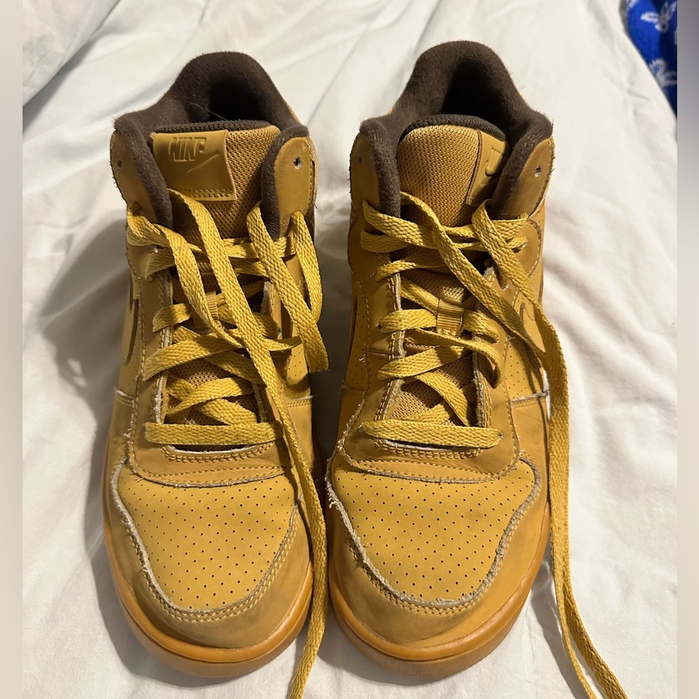Brown/Mustard Yellow Nike Hightops